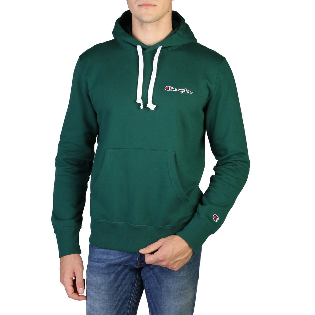 Champion Hooded Script Logo Bottle Green Men's Sweatshirt 214780-GS502