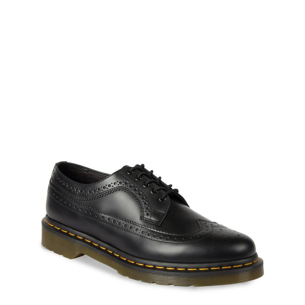 Dr. Martens 3989 Yellow Stitch Black Smooth Leather Brogue Men's Shoes 22210001