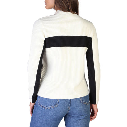 Calvin Klein Cotton Cashmere Turtleneck White/Black Women's Sweater J20J206013901