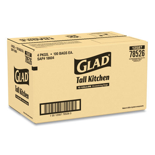 Glad Tall Kitchen Drawstring Trash Bags 13 Gallon Grey (400 Bags) 78526