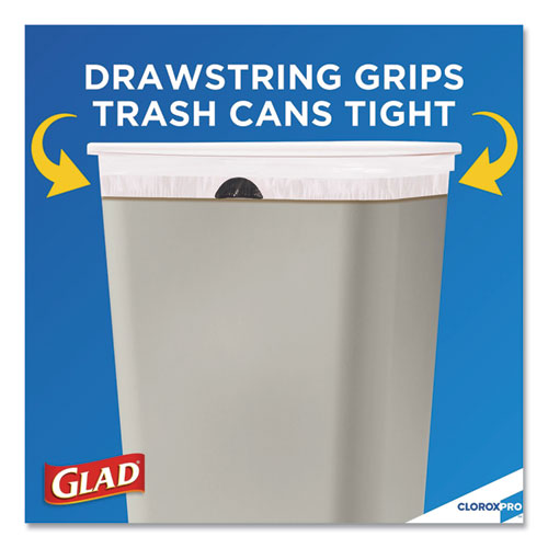 Glad 78526 Kitchen Drawstring Trash Bag 13 Gallon, White/Black