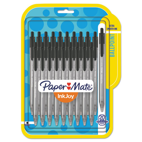 Paper Mate InkJoy 100RT Retractable Ballpoint Pen Medium Point 1mm Black Ink (20 Count) 1951395