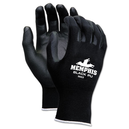 MCR Safety Economy PU Coated Work Gloves Black Large (12 Pairs) 9669L