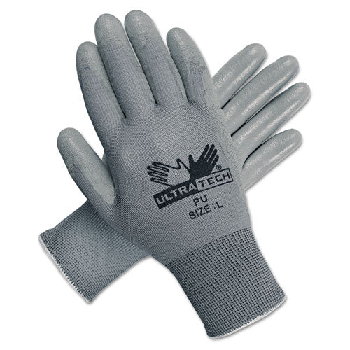 MCR Safety Ultra Tech Tactile Dexterity Work Gloves White-Grey Large (12 Pairs) 9696L