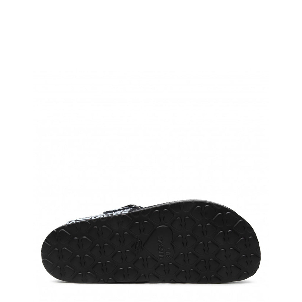 Love Moschino Leather Logo Thong Black Women's Sandals JA28133G1EIJ000A