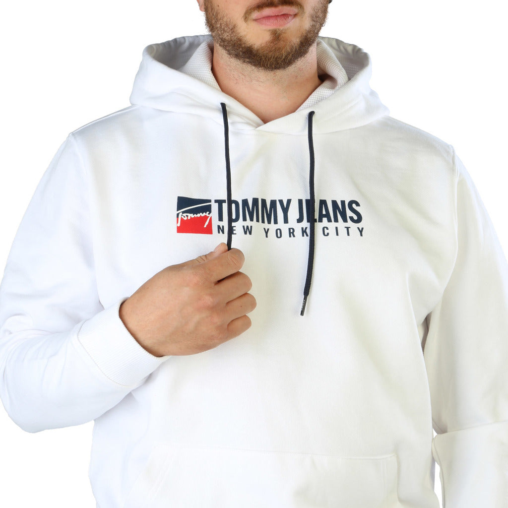 Tommy Hilfiger Logo Hoodie White Men's Sweatshirt DM0DM13878-YBR
