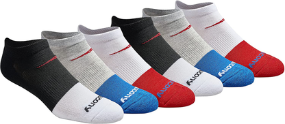 Saucony Mesh Comfort Fit Performance No-Show Basic Fashion Assorted Men's Socks (6 Pairs)