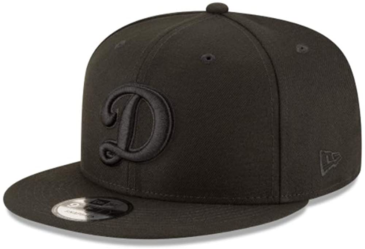 New Era 9FIFTY MLB Los Angeles Dodgers Straight Brim Black on Black Adjustable Baseball Cap