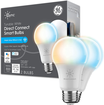 GE Lighting Cync Full Color Direct Connect Smart Bulb with Bluetooth and Wi-Fi A19 LED, 60W Replacement, 1-Pack (New for 2021)