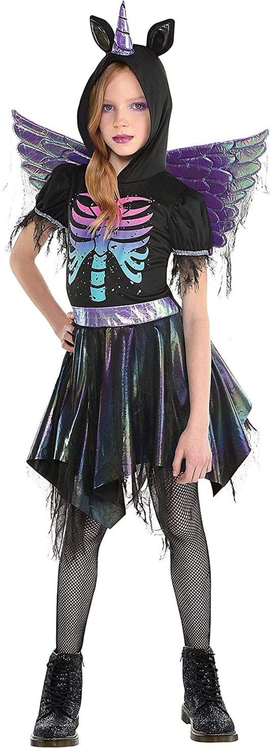Party City Zombie Unicorn Girls Costume (Includes Hooded Dress & Wings)