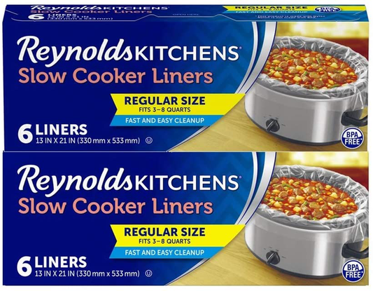Reynolds Kitchens Slow Cooker Liners, Regular Size 6 Liners (Pack of 2)