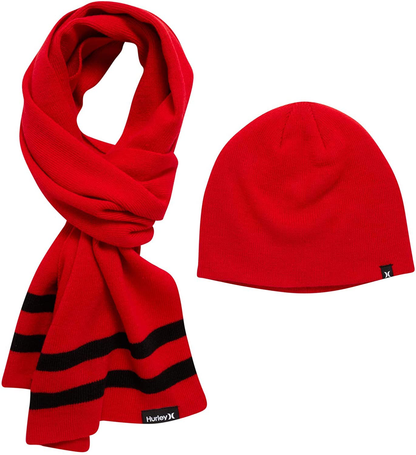 Hurley Winter Set Red Men's Beanie and Scarf