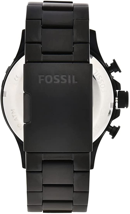 Fossil Men's Nate Black Stainless Steel Quartz Chronograph Watch