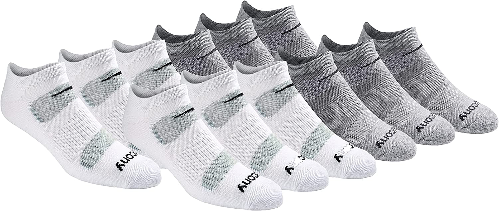 Saucony Mesh Comfort Fit Performance No-Show Grey Fashion Men's Socks (12 Pairs) S62009