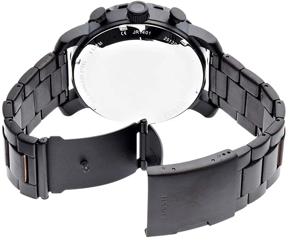 Fossil Men's Nate Quartz Stainless Steel Chronograph Watch, Color: Black  (Model: JR1401)