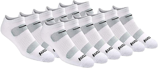 Saucony Mesh Comfort Fit Performance No-Show White Men's Socks (12 Pairs) S62009