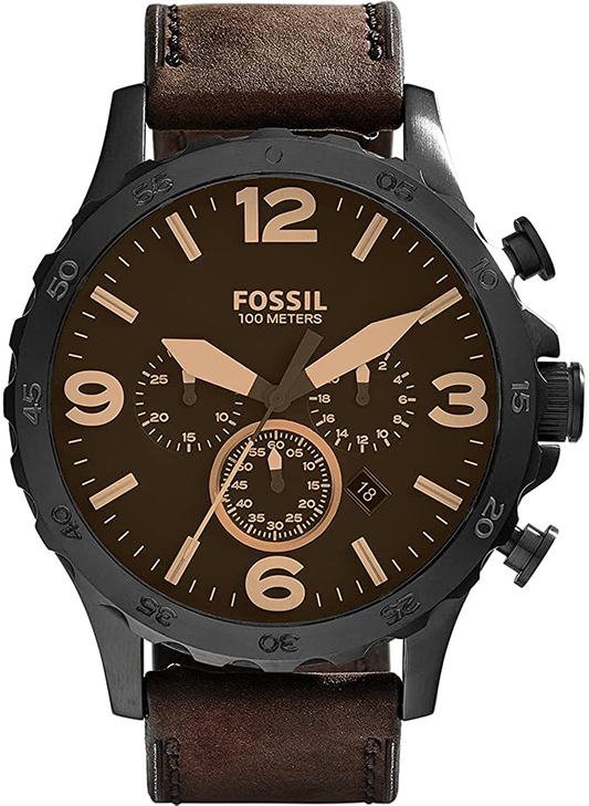 Fossil Nate Stainless Steel Quartz Chronograph Black/Brown Men's Watch