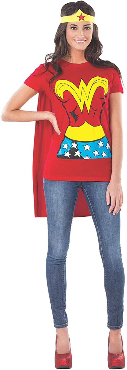 Rubie's DC Comics Wonder Woman T-Shirt with Cape and Headband Women's Costume