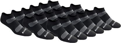 Saucony Mesh Comfort Fit Performance No-Show Black Basic Men's Socks (18 Pairs)