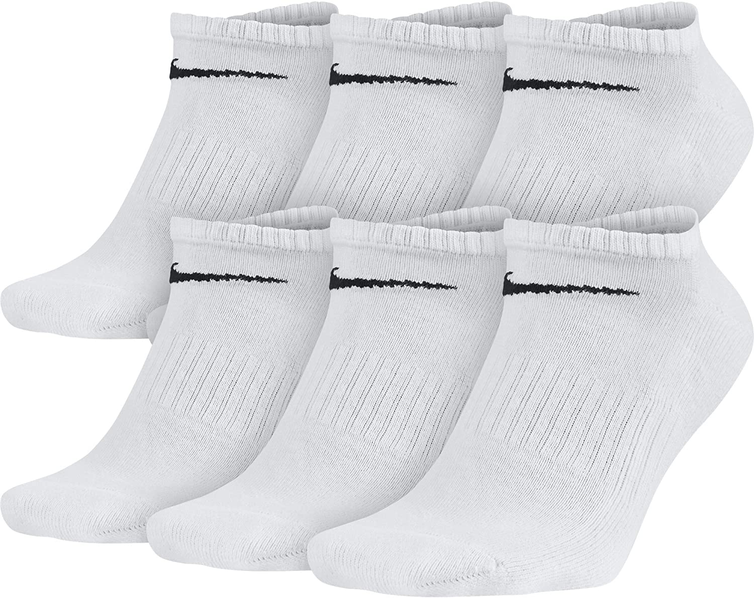 Nike Performance Cushion No-Show White/Black Socks with Band (6 Pairs)