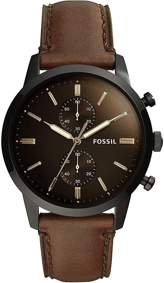 Fossil Men's Townsman Black Stainless Steel and Leather Casual Quartz Chronograph Watch