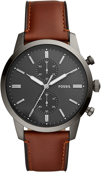 Fossil Townsman Stainless Steel and Leather Casual Quartz Chronograph Smoke Brown Men's Watch