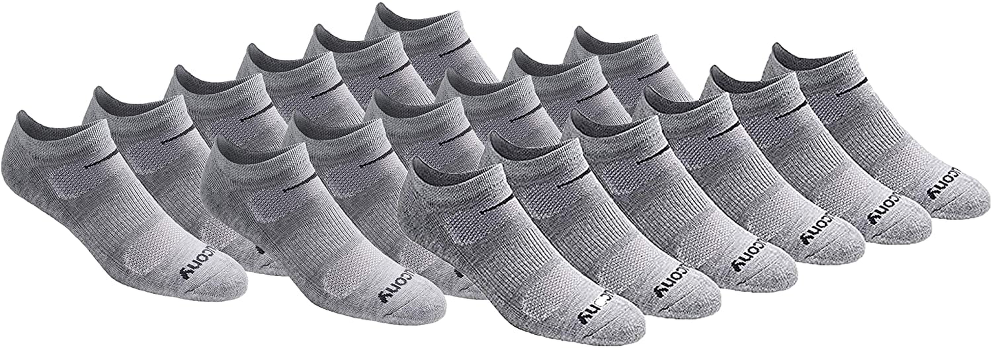 Saucony Mesh Comfort Fit Performance No-Show Grey Basic Men's Socks (18 Pairs) S62009