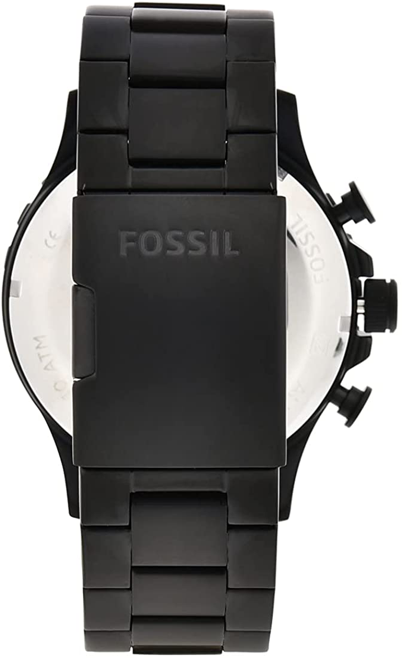 Fossil Nate Stainless Steel Quartz Chronograph Black Steel Men's Watch