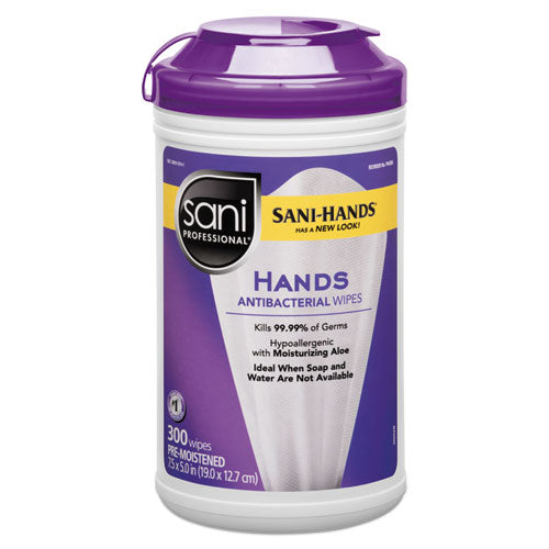 Sani Professional Antibacterial Wipes White 300 Wipes (6 Canisters) P44584