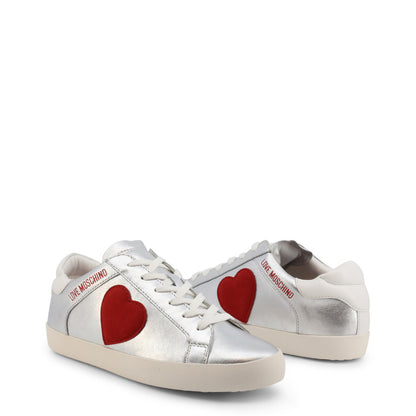 Love Moschino Heart Silver Leather Women's Shoes JA15402G1EI4590A