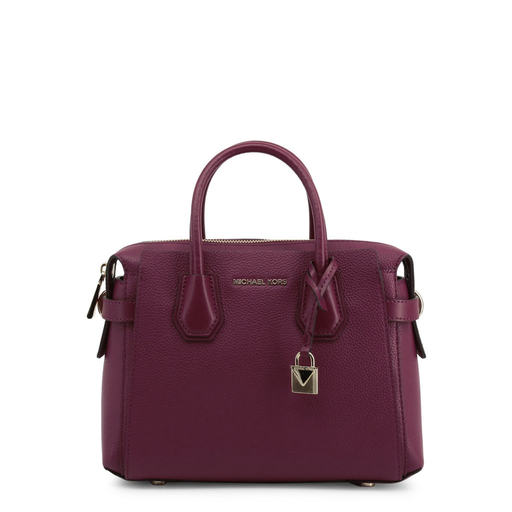 Michael Kors Mercer Berry Small Pebbled Leather Belted Satchel Bag 30S9GM9S1L