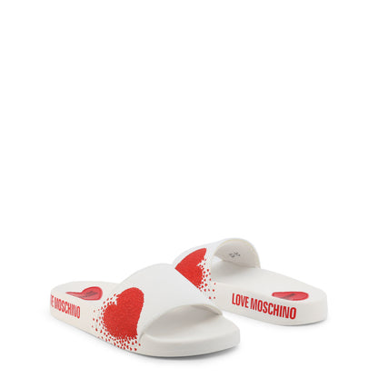 Love Moschino Heart White Women's Slides JA28012G1EI15100