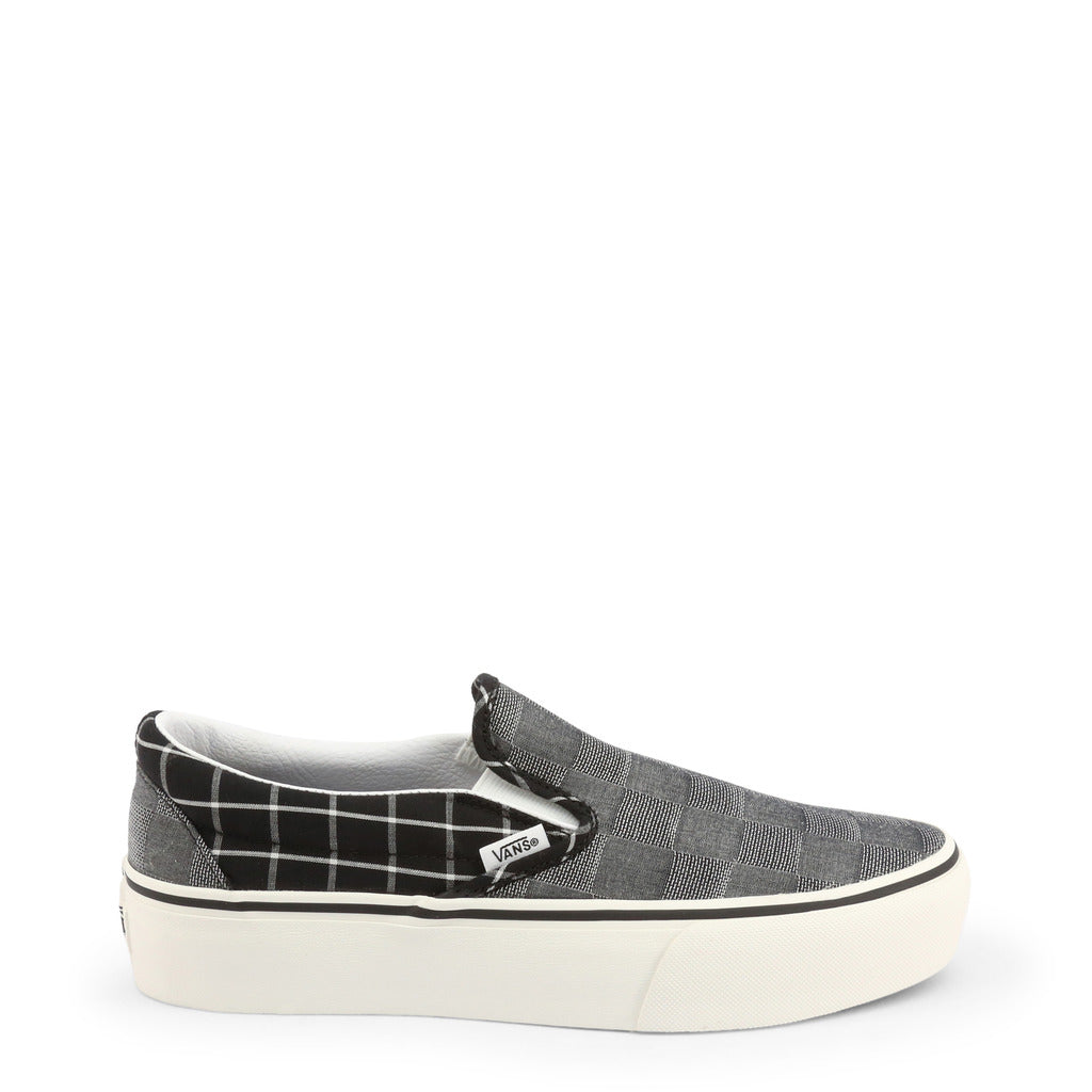 Vans Woven Check Classic Slip-On Platform Grey Shoes VN0A3JEZ1AW
