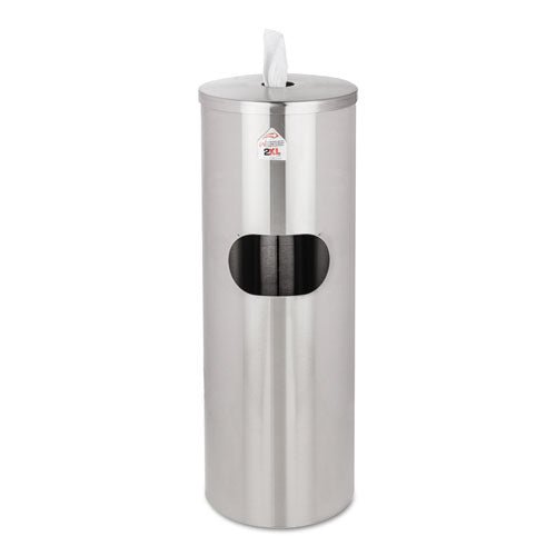 2XL Standing Stainless Wipes Dispenser, 12 x 12 x 36, Cylindrical, 5 gal, Stainless Steel TXL L65 - Becauze