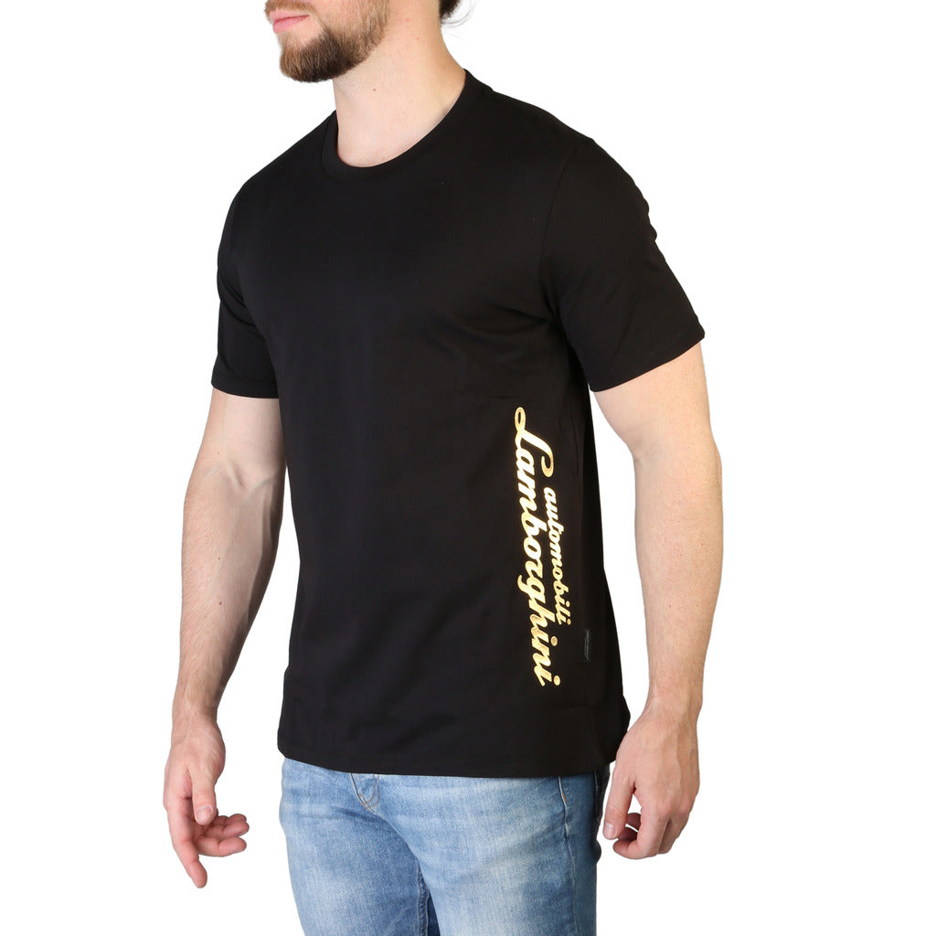 Lamborghini Script Logo Black Men's T-Shirt B3XVB7B530260899