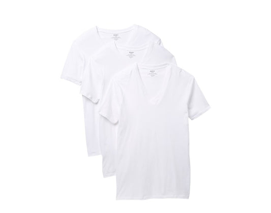 DKNY Classic Cotton V-Neck White Men's T-Shirt (3 Pack) 3205543101-10001