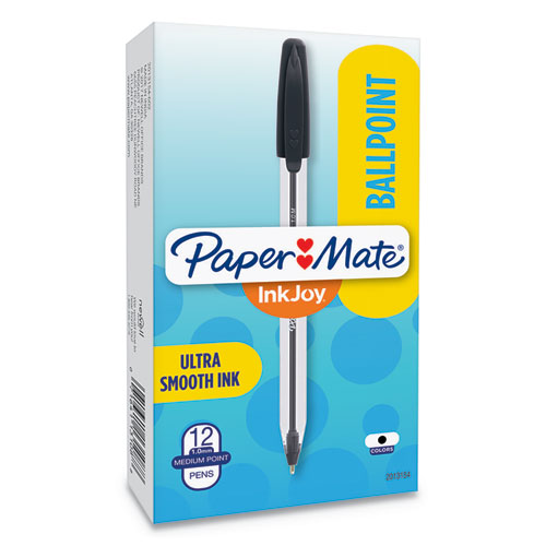 Paper Mate InkJoy 50ST Stick Ballpoint Pen Medium 1mm Black Ink (12 Count) 2013154