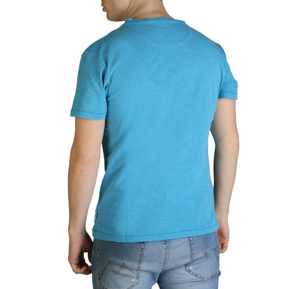 Yes Zee Cotton V-Neck Light Blue Men's T-Shirt T773-S500-0743