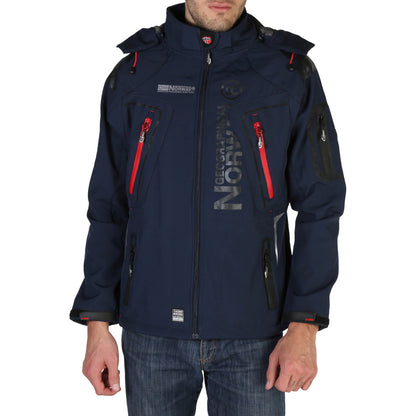 Geographical Norway Turbo Softshell Navy Blue Hooded Men's Jacket