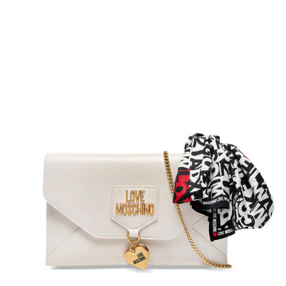 Love Moschino Soft & Charm With Foulard Ivory Women's Clutch Bag JC4049PP1ELO0110