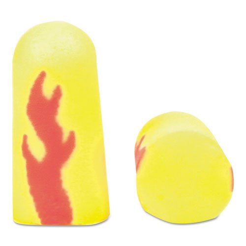 3M E-A-Rsoft Blasts Earplugs, Uncorded, Foam, Yellow Neon-Red Flame, 200 Pairs 312-1252 - Becauze