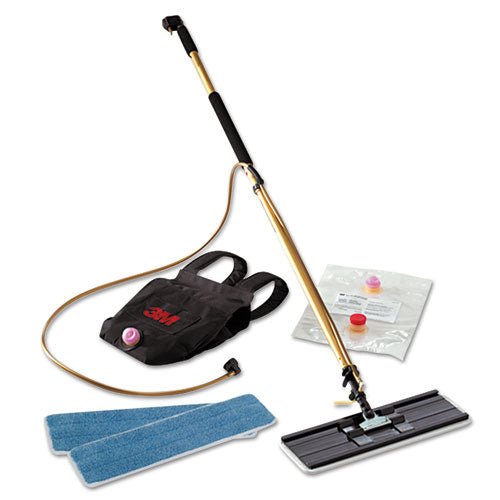 3M Easy Shine Applicator Kit, 18" Wide White Microfiber Head, 43" to 63" Gold-Black AluminumÂ  Handle 55433 - Becauze