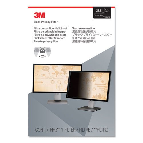 3M Frameless Blackout Privacy Filter for 23.8" Widescreen Monitor, 16:9 Aspect Ratio PF238W9B - Becauze