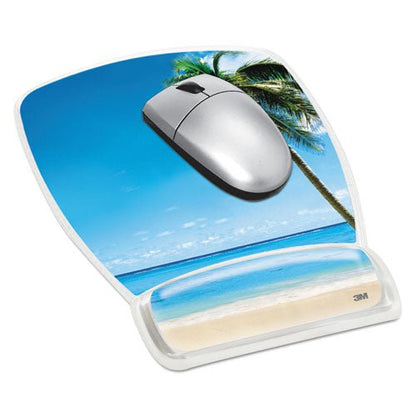 3M Fun Design Clear Gel Mouse Pad Wrist Rest, 6 4-5 x 8 3-5 x 3-4, Beach Design MW308BH - Becauze