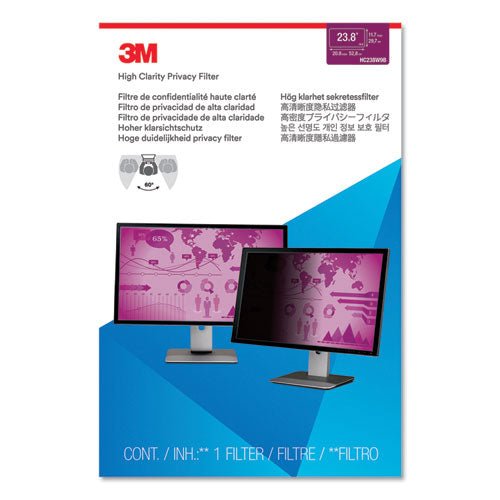 3M High Clarity Privacy Filter for 23.8" Widescreen Monitor, 16:9 Aspect Ratio HC238W9B - Becauze