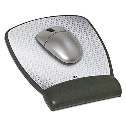 3M Precise Leatherette Mouse Pad w-Standard Wrist Rest, 6-3-4 x 8-3-5, Black MW309LE - Becauze