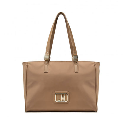 Love Moschino LM Plaque Nylon Beige Women's Shopper Bag JC4294PP0DKM0104
