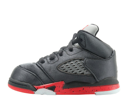 Nike Jordan 5 Retro (TD) Satin Black/Red Toddler Boys Basketball Shoe 440890-006