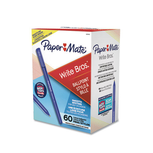 Paper Mate Write Bros Stick Ballpoint Pen Medium 1mm Blue Ink (60 Count) 4621501