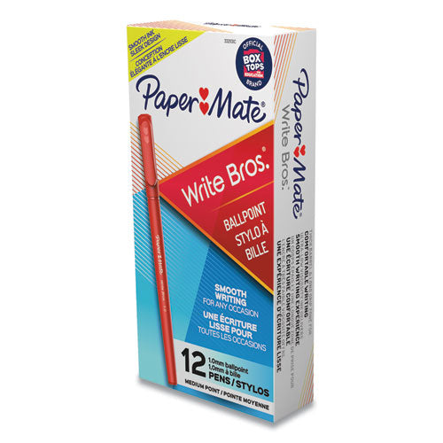 Paper Mate Write Bros Stick Ballpoint Pen Medium 1mm Red Ink (12 Count) 3321131